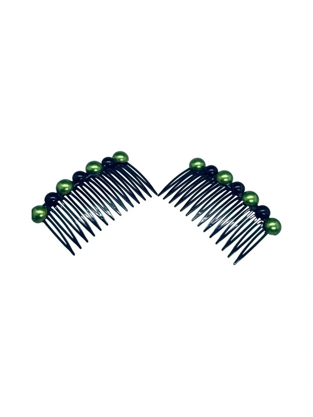 Green Black Bead 2 pc set Hair Comb - Women Accessories FINAL PRICE DROP